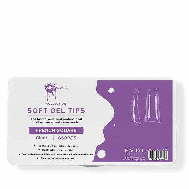 gellybean soft gel tips french square clear pc