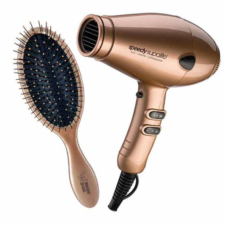 speedy supalite hair dryer wonder brush wet dry gold combo