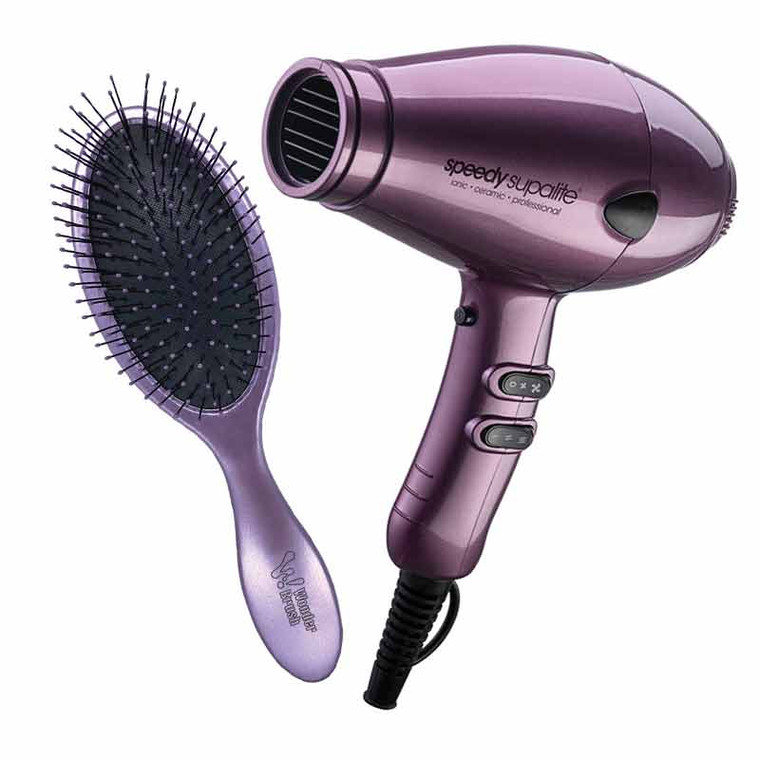 speedy supalite hair dryer wonder brush wet dry purple combo