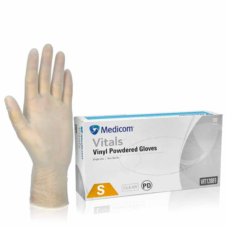 Medicom vitals Vinyl Powdered gloves clear SMALL