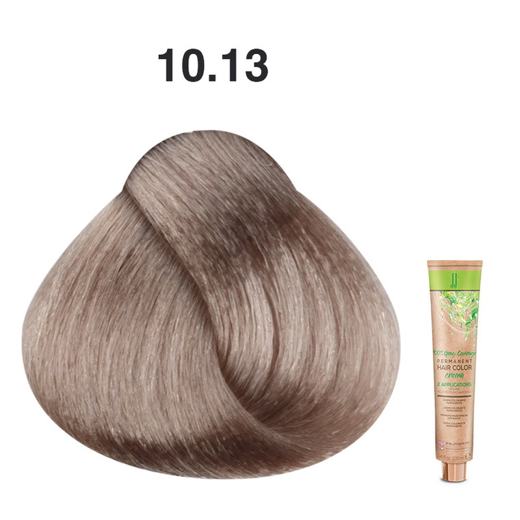 JJ's 100% Gray Coverage Permanent Hair Colour Cream 100ml - 10.13 Cool Beige Ultra Light Blonde