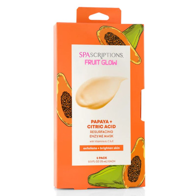 Spascriptions Fruit Glow Papaya + Citric Acid Resurfacing Enzyme Mask 5 Pack