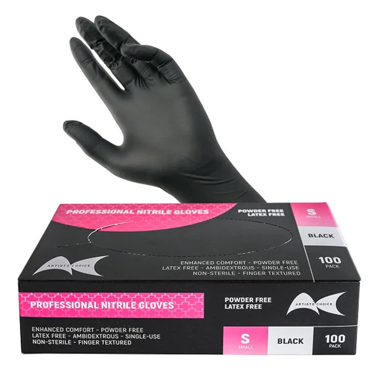 Artist Choice Black Nitrile Gloves Powder Free - 100 pieces - Small Artist Choice Black Nitrile Gloves Powder Free - 100 pieces - Small