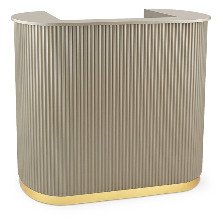 Lux Fluted Reception Desk Latte Color with Gold Base D07 -120CM