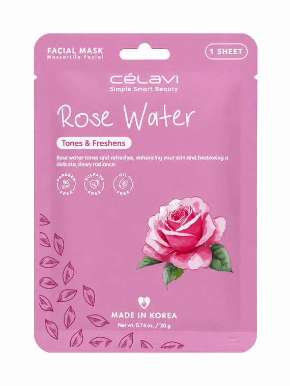 Célavi Rose Water Facial Mask 1 Sheet