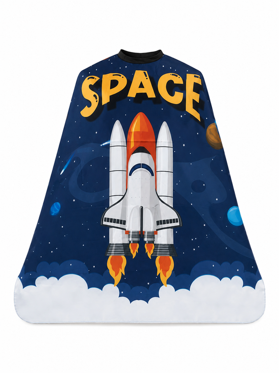 Kids Space Rocket Ship Cutting Cape Navy Blue