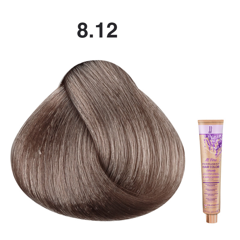 JJ's All Free Permanent Hair Colour Cream 100ml - 8.12 Ash Pearl