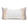 Muse Linen Lumbar Fringe Pillow Blanc-  14 x 27 - Front View