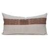 Umber Lumbar Natural Linen and Aso Oke Pillow - 1427- Front View