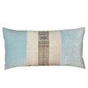 Capri 1427 - Aqua Velvet -  Natural Pure linen lumbar Pillow - Front
