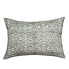 Gardino Lumbar 14 x 20 Cotton Seafoam and White Block Print Pillow - Front
