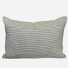 Piper Dutch Euro 26 x 36  Blue & Ivory Woven Cotton Stripe Pillow - Pure Natural Linen Back - Front