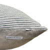 Piper Dutch Euro 26 x 36  Blue & Ivory Woven Cotton Stripe Pillow - Pure Natural Linen Back - Side