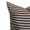 Lina 20 x 20 - Brown and White Cotton Block Print Stripe Pillow - Fabric Detail