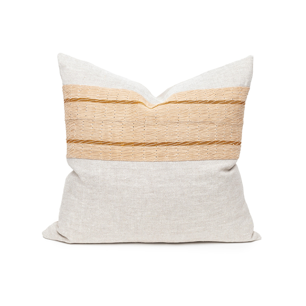 Charlie Linen and Aso Oke Pillow - Front
