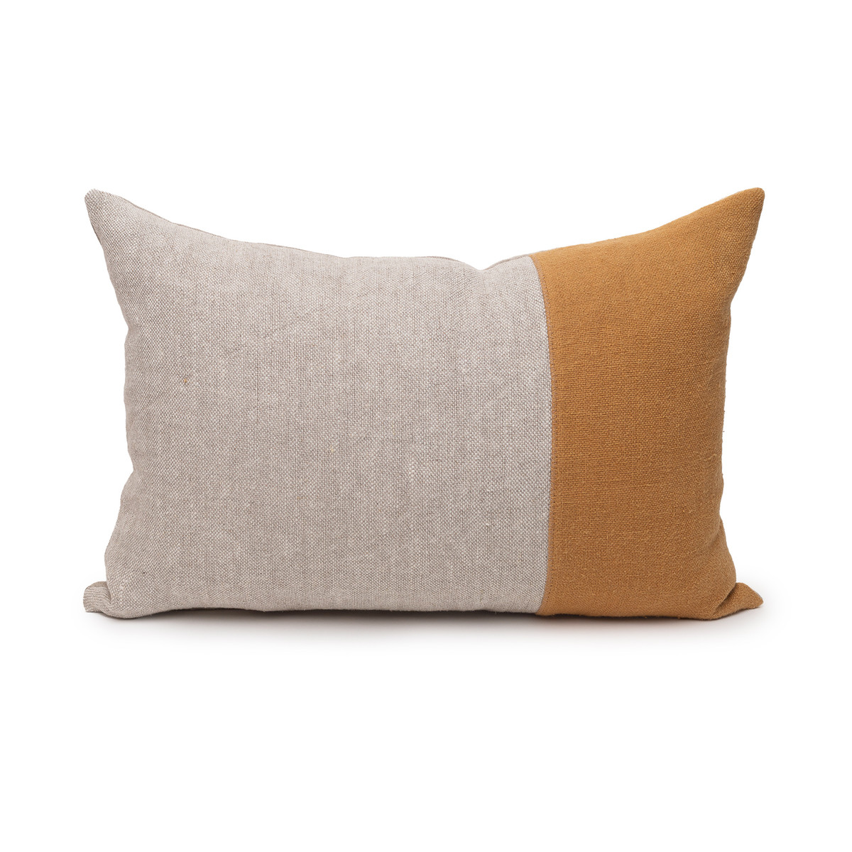 Dime Dijon Mustard and Natural Linen Lumbar Pillow - 14 x 20  -Front