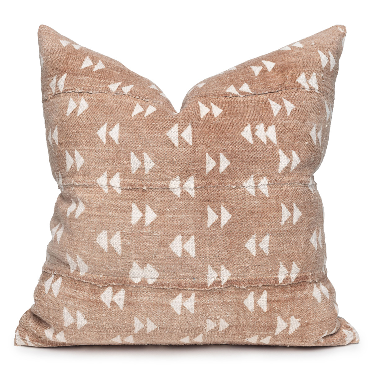 Gill Pillow, Rust and Ivory Mud Cloth Pillow - 22"- Front