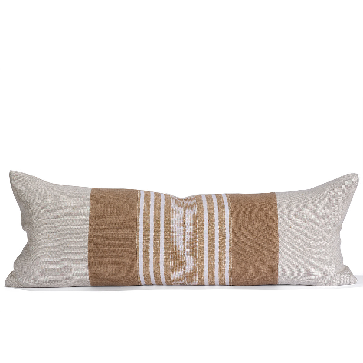 Villa Pillow - Vintage Textile and Natural Linen Lumbar Pillow  1436 - Front