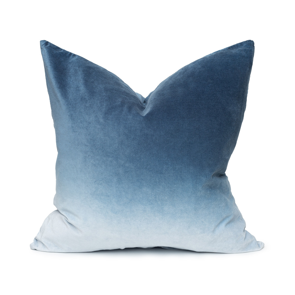 Horizon 20 Ombre Azule Dip Dyed Cotton Velvet Decorative Pillow - Front