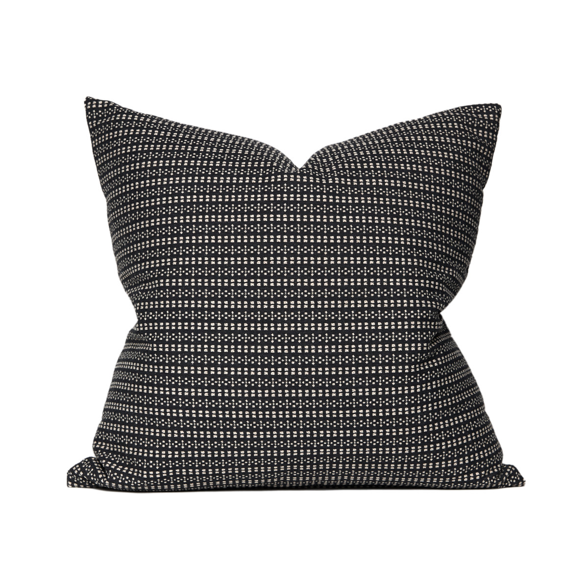 Union Pillow Black and Tan Woven Detail - 22 x 22- Front