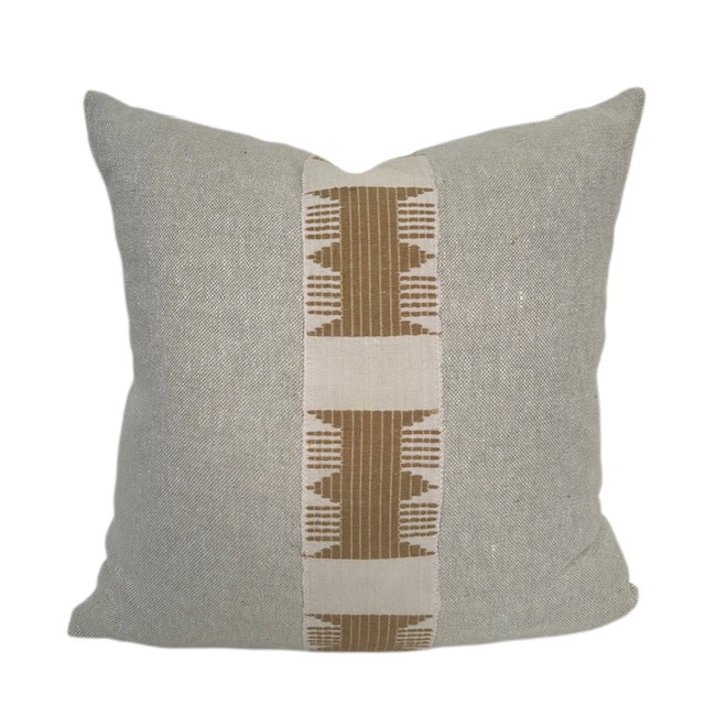 Tallier 20 x 20 Luxe Vintage Pillow - Pure Natural Linen - FRONT