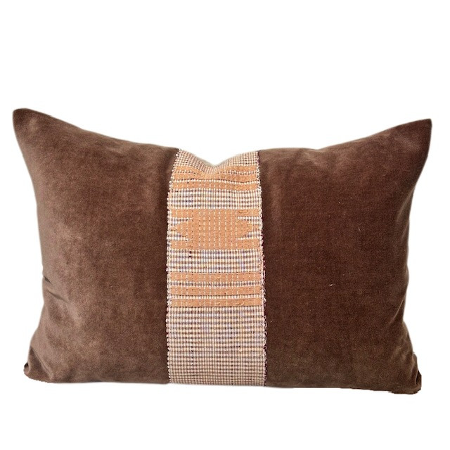 Chalet Lumbar 1420 - Cotton Velvet and Pure Linen Pillow - Front