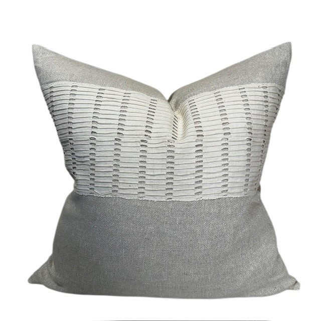 Cheval Pillow 22 - Natural Linen and White Luxe Vintage Textiles : Front