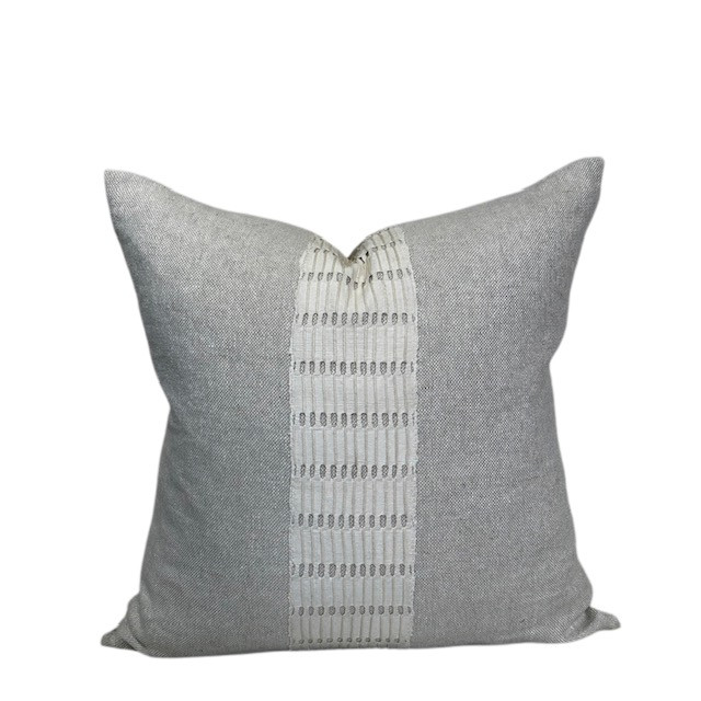 Cheval Pillow 20 - Natural Linen and White Luxe Vintage Textiles : Front