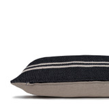 Black Capri Hand Loomed with Ivory Stripe Pillow Front - Side
