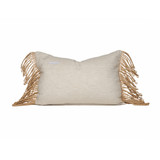 Seagrass Lumbar Pillow - White Mudcloth and raffia fringe - 14 x 20 - Back 
