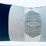 Cobalt Luxe Vintage Lumbar Pillow, Navy Cotton Velvet, silver metallic - 14 x 27 - Detail