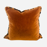 Roar Pillow in Vegan Tiger Faux Fur- 20 x 20 - Back View Golden Topaz Velvet