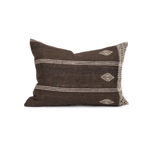 Carter Handspun Indian Wool Earth Brown and Ivory Stripe 20 inch Pillow - Front