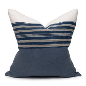 Marin Blue Indigo Mud Cloth Pillow - 22 - Front View