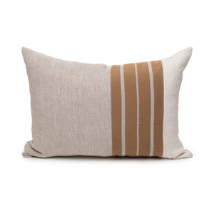 Mojave Natural Linen Aso Oke Luxe Vintage Lumbar Pillow - 16 x 22 - Front