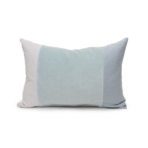 Celine Aqua Linen Velvet Lumbar Pillow - Front