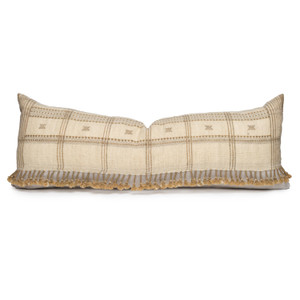 Julia Indian Sage Wool Tassel Lumbar Pillow - 1436- Front View