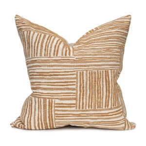 Harris Gold Pillow 22 -  Woven Gold and Natural textile pillow - front