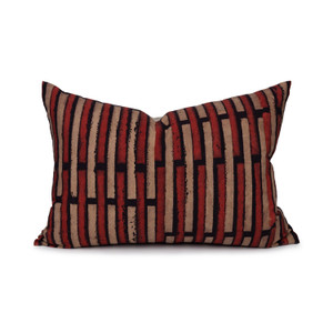 Lon Ikat Black and Brick Lumbar Pillow - Front