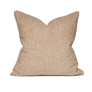 Cloud Vegan Faux Sherpa Fur Washable Pillow in Taupe - 22 x 22- Front