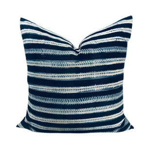 Brea 22 x 22  Vintage African Indigo Pillow - 100% Natural Cotton - Front