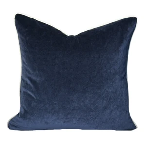 Velor 20 x 20  Pillow - Navy Cotton Velvet Pillow - Front
