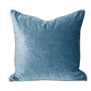 Velor 20 x 20  Pillow - Blue Topaz Cotton Velvet Pillow - Front
