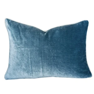Velor Lumbar 14 x 20  Pillow - Blue Topaz - Front