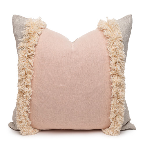 Muse PURE LINEN fringe Pillow Nude - Front