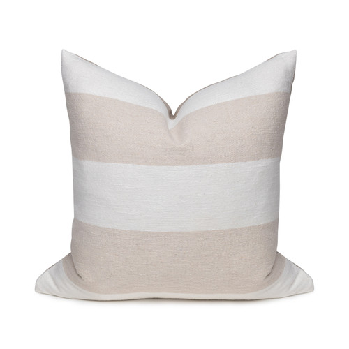 Salt Pillow Taupe and White Woven Stripe - Front