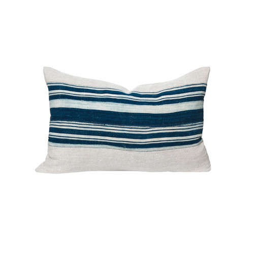Olyn African Indigo Striped Pillow - Front
