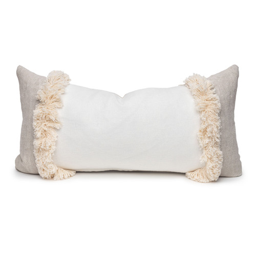 Extra Skinny Lumbar Pillow with Tassels - Perfect White 