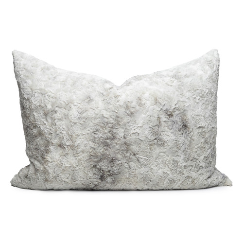Charlotte Gray Vegan Faux Fur Pillow Cozy Granite - Front