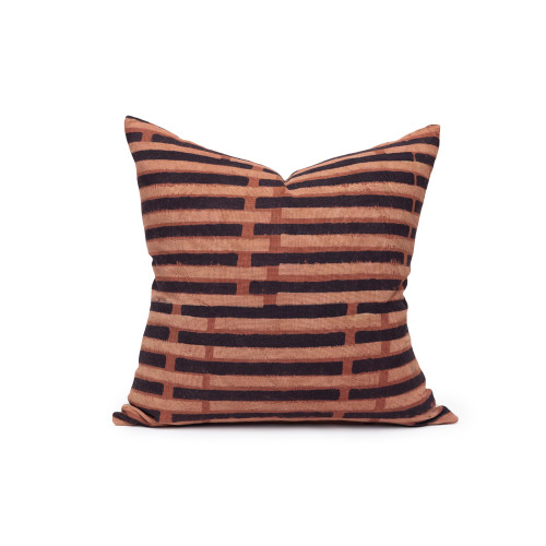 Lon Ikat Black and Rust Pillow - Front